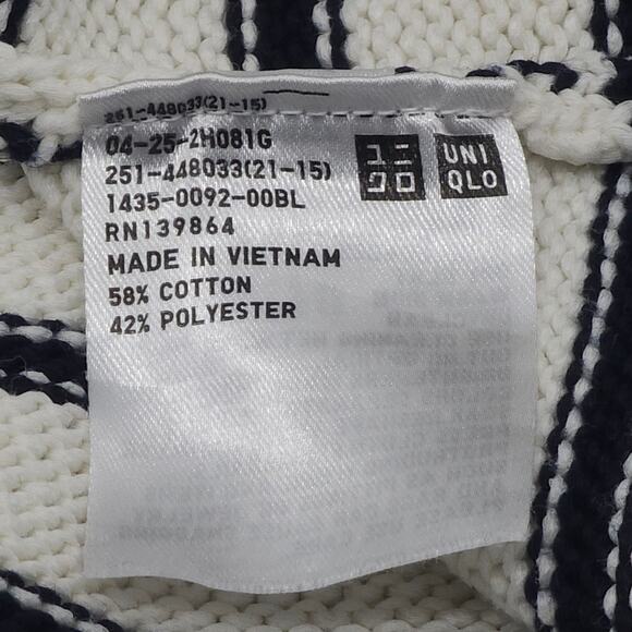 Uniqlo Sweater Womens Small White Black Striped Crewneck Pullover Cotton Blend - Picture 7 of 12